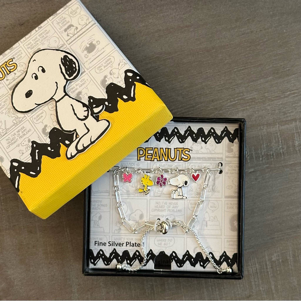 Peanuts Silver Plated Adjustable Charm Bracelet